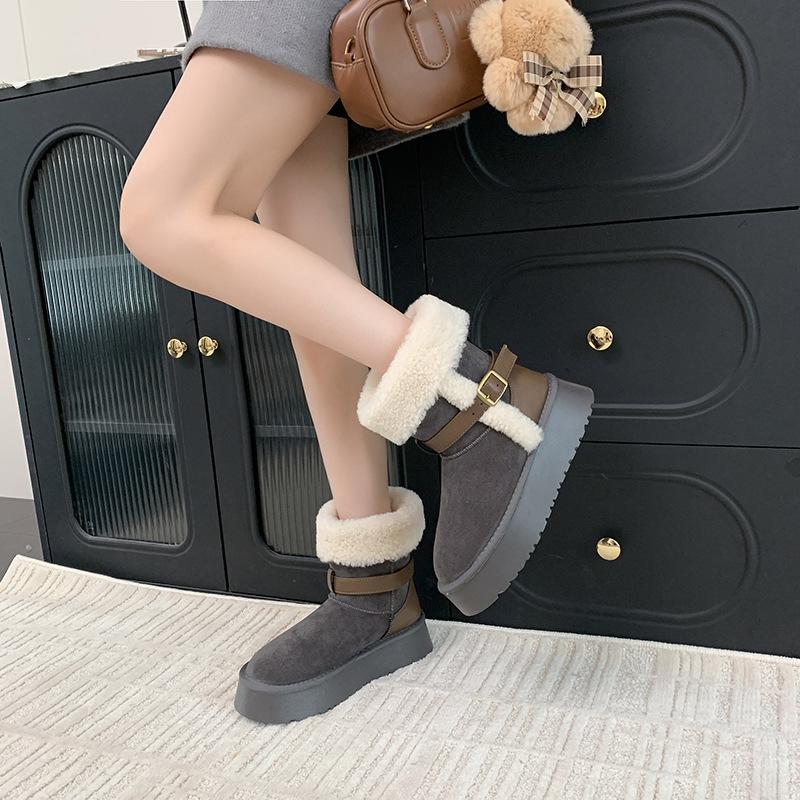 Dámská móda Lehká měkká podrážka S přezkou Kožešinová ústa Zimní teplé Kožešinové Jedny Sněhule Polstrované S podšívkou Protiskluzové Ležérní Sportovní Bavlněné Boty