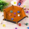 1pc Rolling Folding Hexagon Dice Game Storage Tray Holder Double Sided Thick PU Leather&Velvet Dice Mat Office Supplies