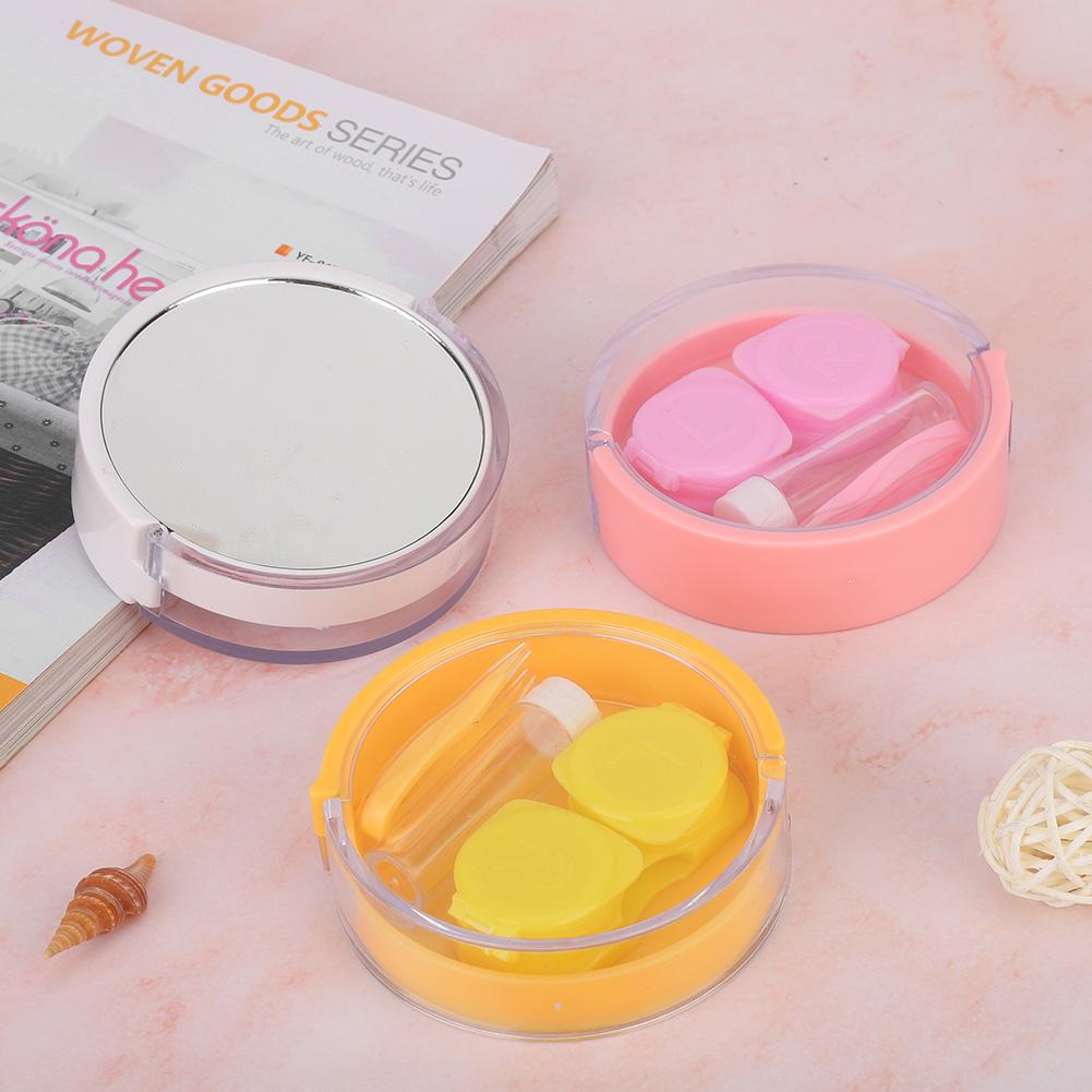 Portable Round Transparent Cover Contact Lenses Storage Box Case Container Holder