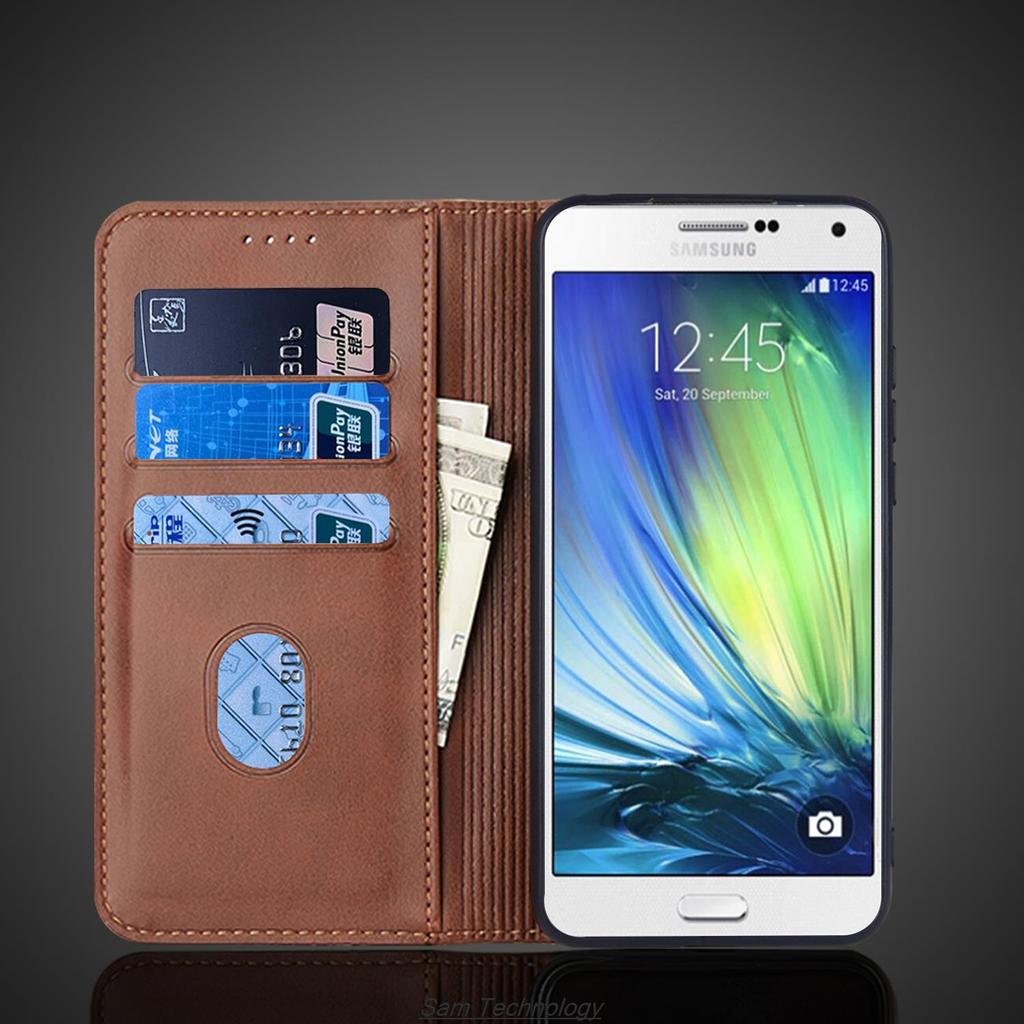 Magnetische Anziehungskraft Ledertasche für Samsung Galaxy A7 2015 A700F Holster Flip-Cover Tasche Brieftasche Handytaschen Fundas Coque