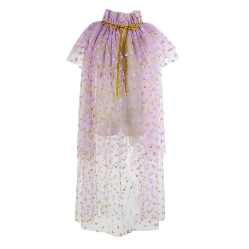 Princess Cape, Colorful Princess Cloak Girls Glittering Princess Dress Up Cape