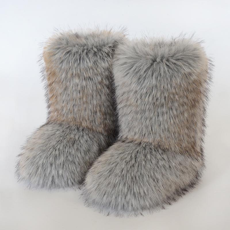 Women's Cross-Border Plush Winter Boots: Warm Short and Mid-Calf Styles with Imitation Fur for Snow.