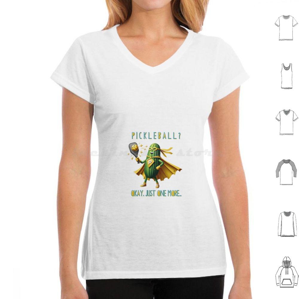 

Pickleball Okay Just One More T Shirt Big Size 100 Cotton Pickleball Persistence Pickleman Superhero Paper Art Fun 4XL
