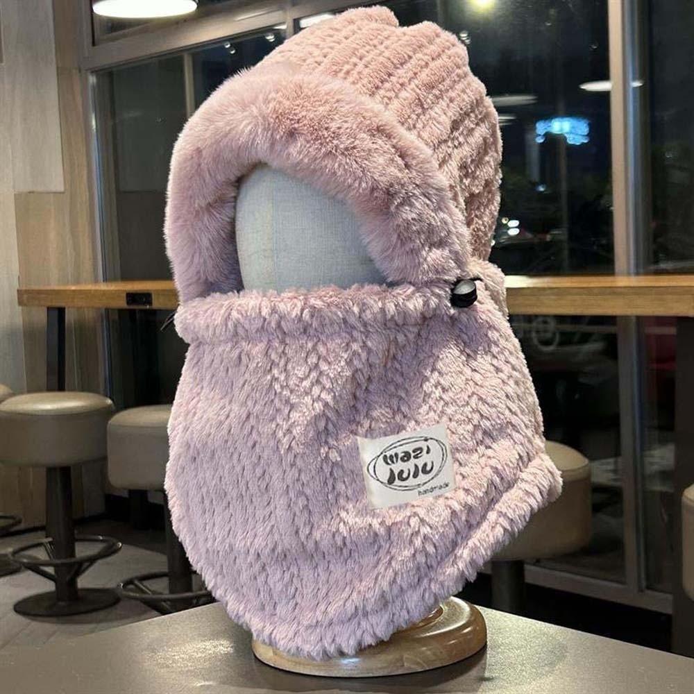 Plush Winter Integrated Scarf Cap Soft Cold Proof Scarf Versatile Pullover Mask Cap  Anti-cold