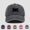 1pc, Cute Cat Print Washed Baseball Cap, Fashionable All-Season Outdoor Hiking Party Hat, Lightweight Polyester with Buckle Closure