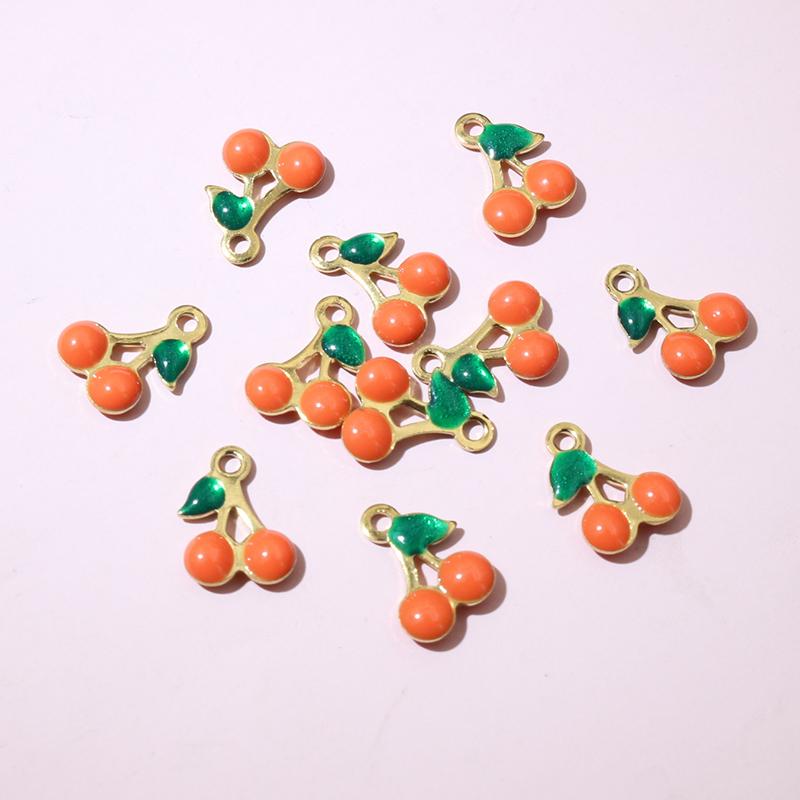 20pcs 10x7mm Stainless Steel Enamel Cherry Cherries Charms Pendant Stainless Steel DIY Jewelry Making Accessories Findings