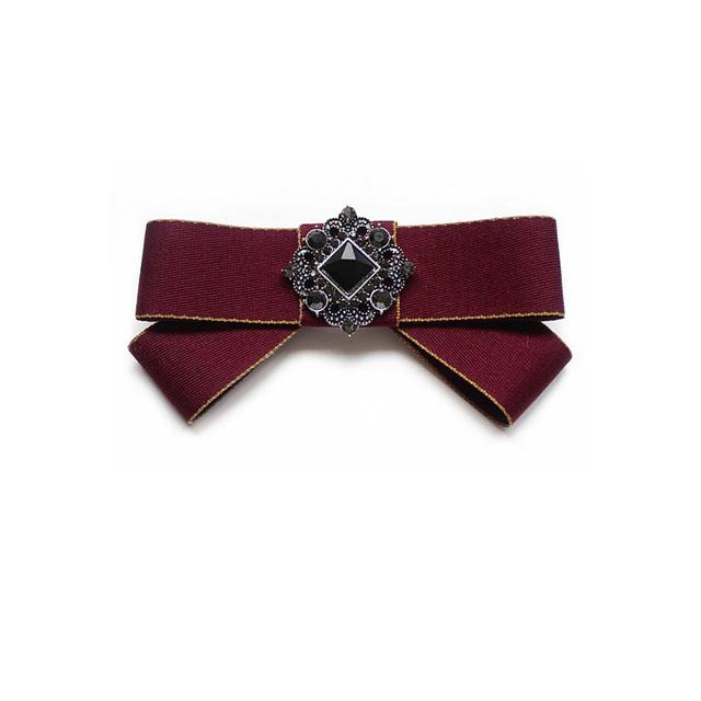 New Female Unisex Bow Tie Brooches For Women Pearl Crystal Pendant Collar Pin Shirt Clothes Necktie Bowknot Suit Accessories