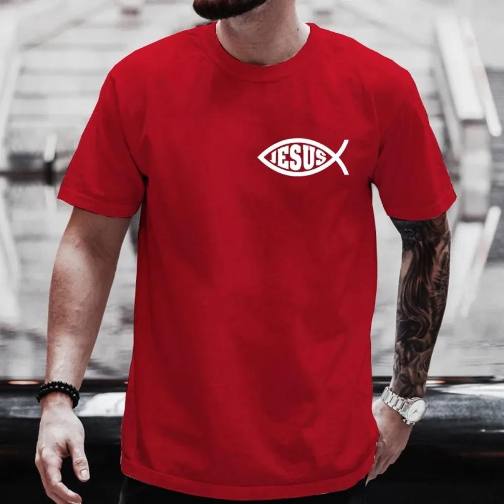Men T Shirts Jesus Fish Christ Graphic T-Shirt for Men Women Tops Short Sleeve Tees Streetwear Plus Size Y2k Clothing