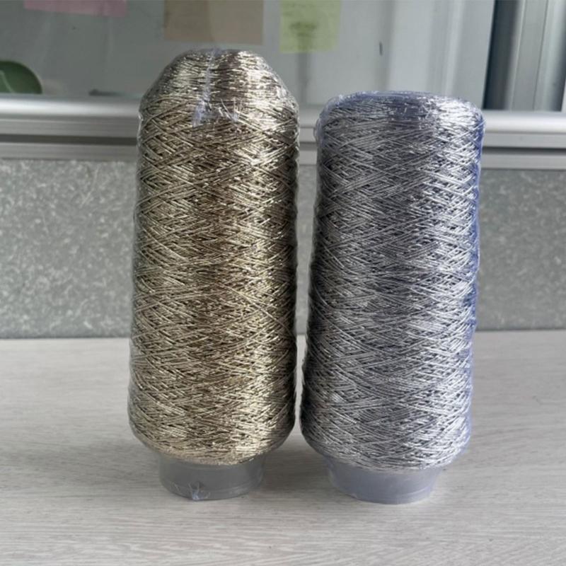 200g/Roll Metallic Crochet Thread, Sparkling Silver Polyester Yarn for Knitting, Weaving, Making Bag, Keychain Charm