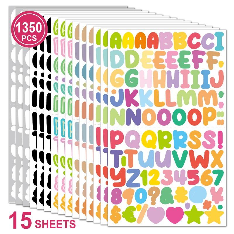 15 Sheets Colorful Letter Stickers, Self-Adhesive vinyl Alphabet Number Sticker For Mailbox,Sign Door, Business, Address Number
