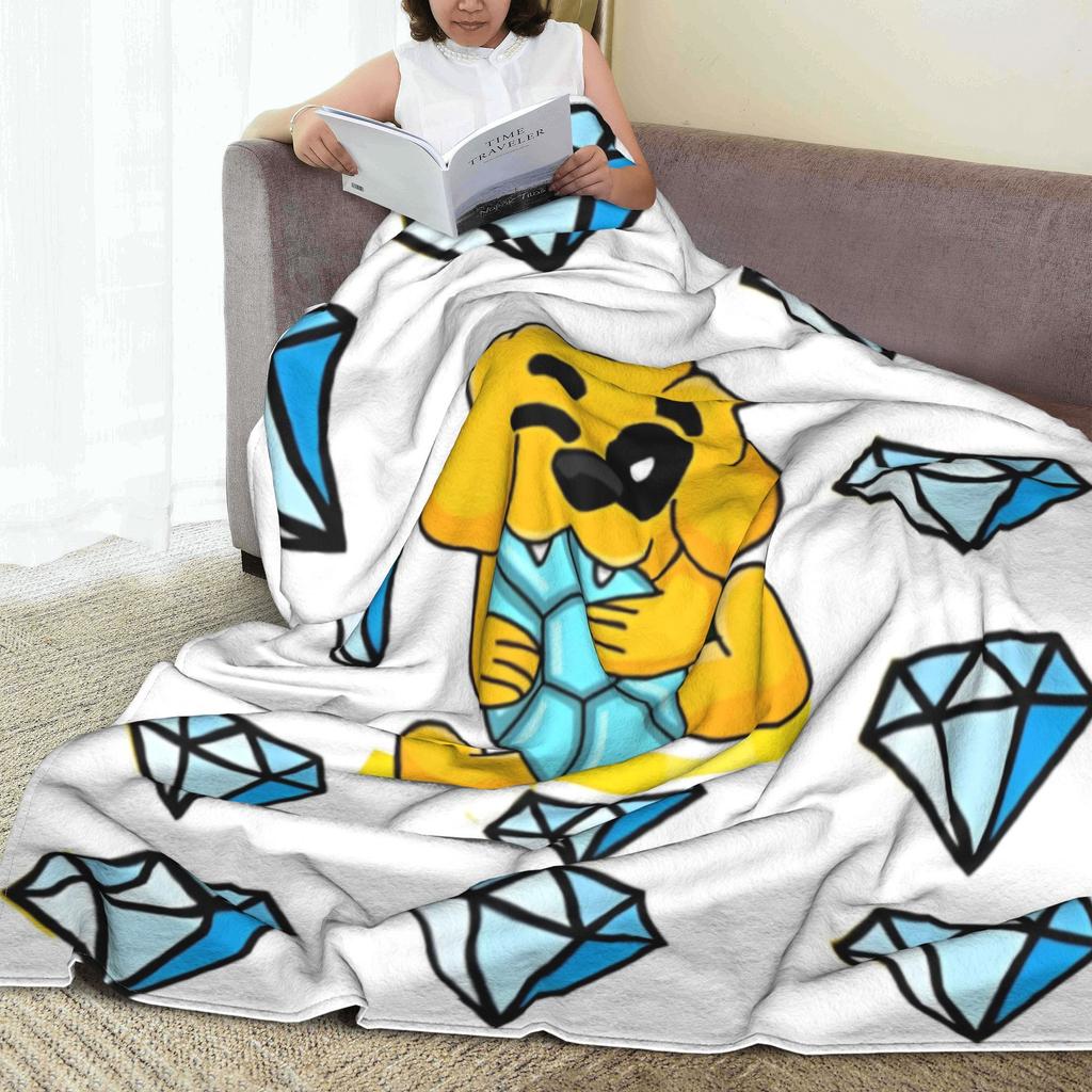 Mike-cracks Game Cartoon Dog Blanket Cover Diamond Love Wool Throw Blankets Home Couch Decoration Soft Warm Bedspread