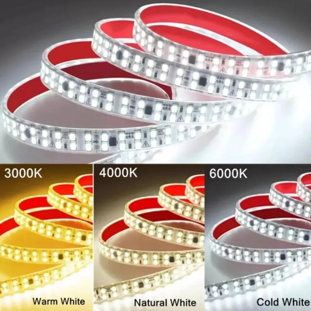 Double-row LED Strip 240LEDs/M 12MM Width SMD 2835 LED Strip IP68 Waterproof Warm/cool/White Light With EU Plug AC220V Flexible Cuttable Soft Lamp