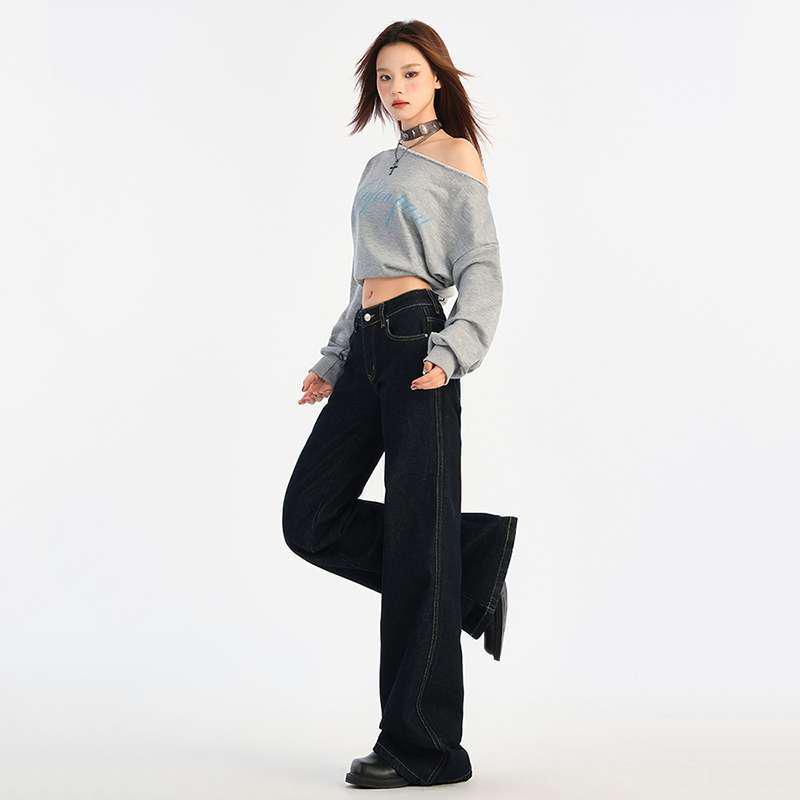 American Retro Low-Rise Flare Pants: Stylish Autumn/Winter Slimming Denim Jeans for Women.