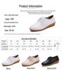 Women's White Lace-up Round Toe Non-slip Genuine Leather Flat Shoes - Casual & Versatile Korean Style