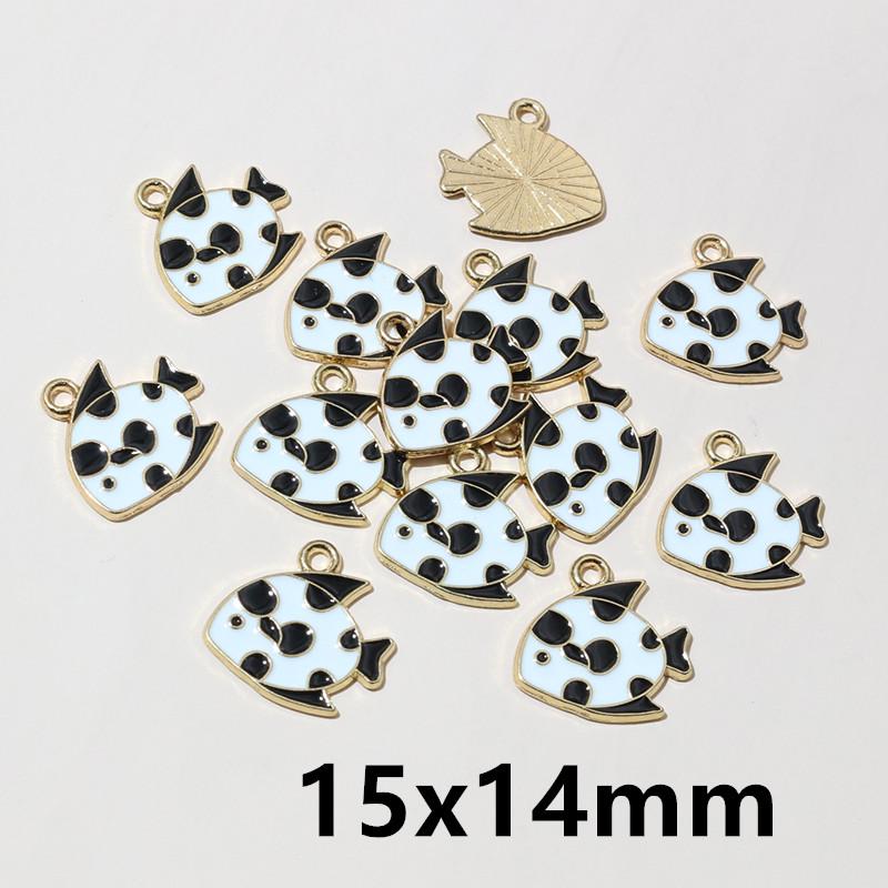 20pcs Enamel Fish Charms Pendant for Earrings Necklace Bracelet Findings Alloy Metal DIY Jewelry Making Accessories