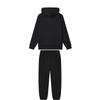 FILA Logo Print Hooded Sweatshirt And Comfortable Soft Cuffed Joggers Sports Set Men sweatshirt and joggers Black F51M449202F-BK+F51M449601F-BK