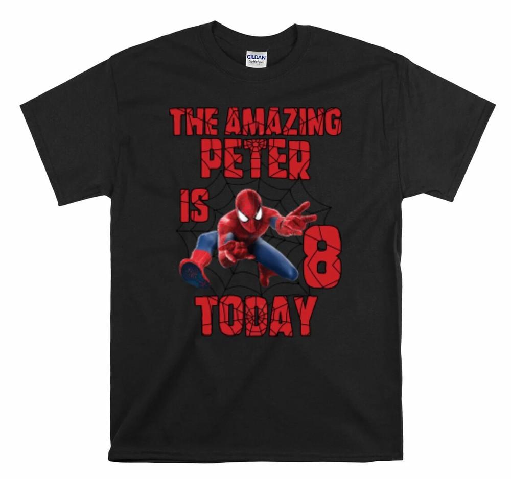 

Amazing Spider-man Superhero Personalized Name Birthday Custom T-shirt Kids C2 L