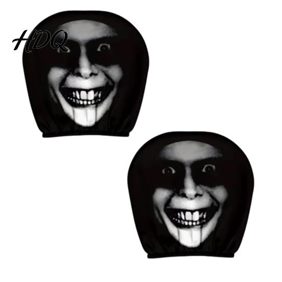 Washable Headrest Cover Ghost Face Car Covers Scary Seat Playful Accessories Protector Universal Stretchy Accessory for Most Cars Cartoon