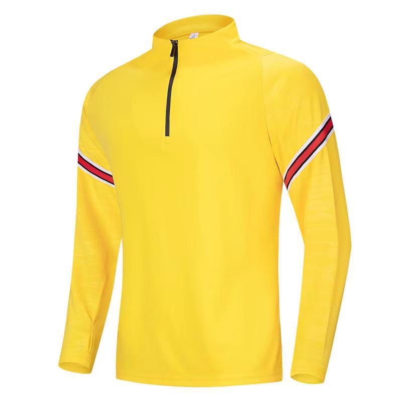Half-Zip Contrast Stripe Sports Top with Half-Finger Sleeves