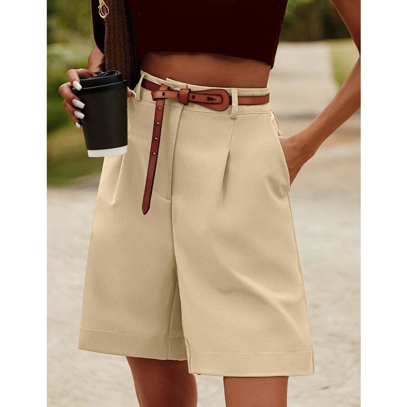 Casual Elastic Waist Wide-leg Shorts Summer Women's Shorts with Pockets