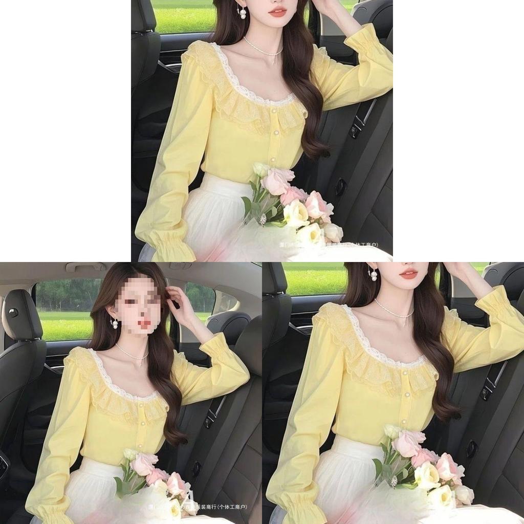 French Inspired Ladies Shirt With 3d Effect And Ruffle Sleeves For Spring