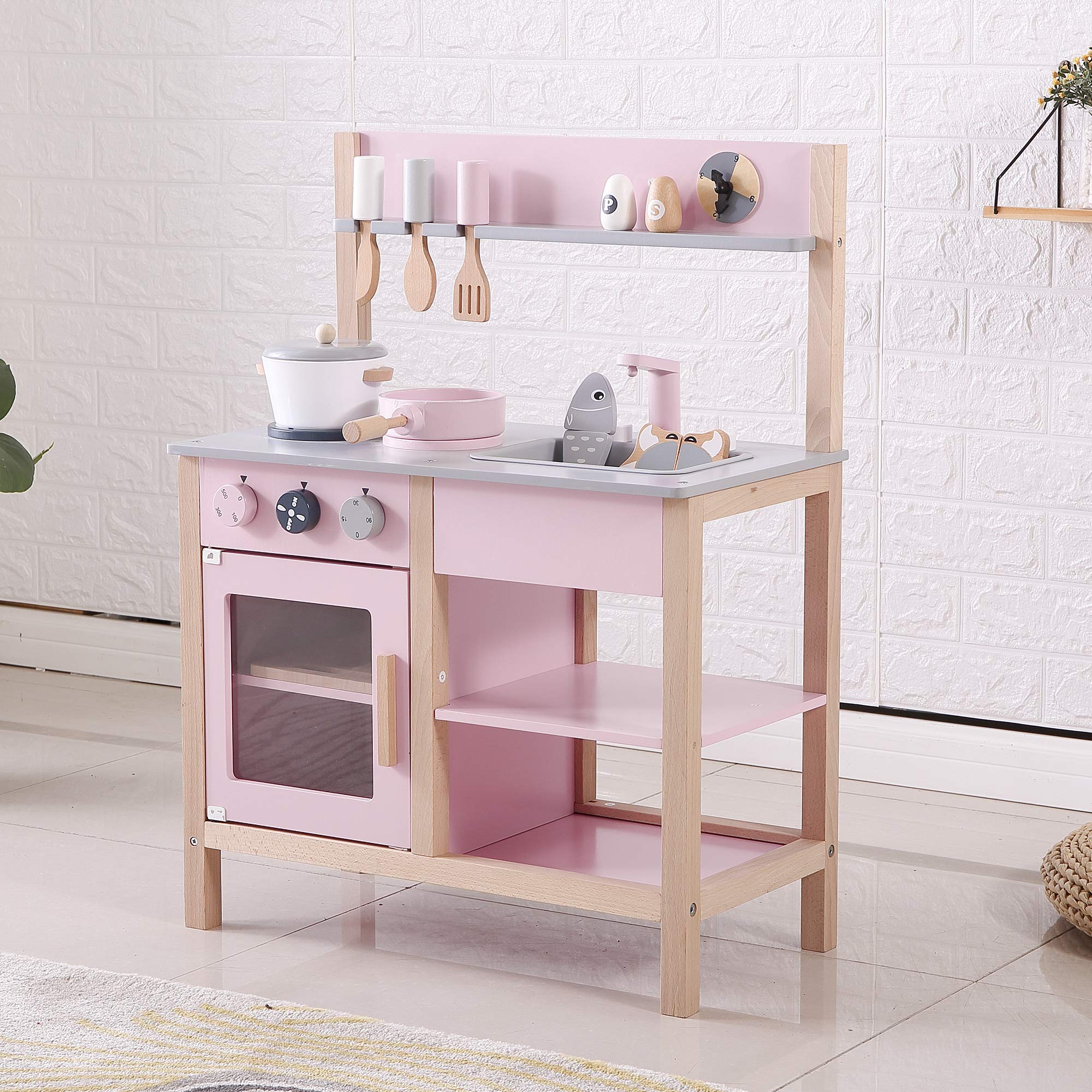 

OSJ Игрушечная посуда Игрушечная мини Для игрушечной посуды Развивающая для малышей [Розовый] Кухня, Деревянная, Собранная, Включено, Набор, Кухня, Кухня, Дети, розовый