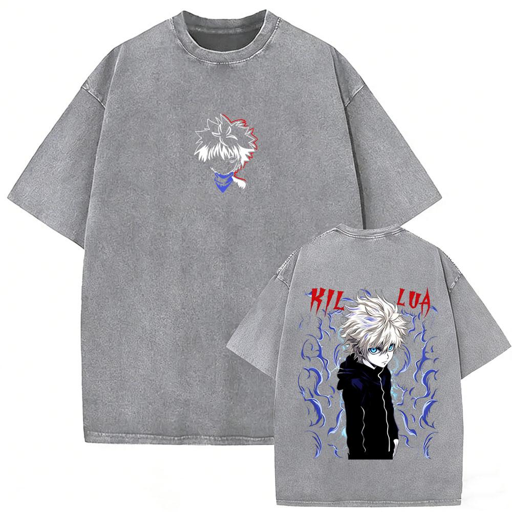Washed Vintage Anime Hunter X Hunter T-shirts Manga Gon Freecss Graphic T Shirts Men Women Retro Cartoon Oversized Streetwear