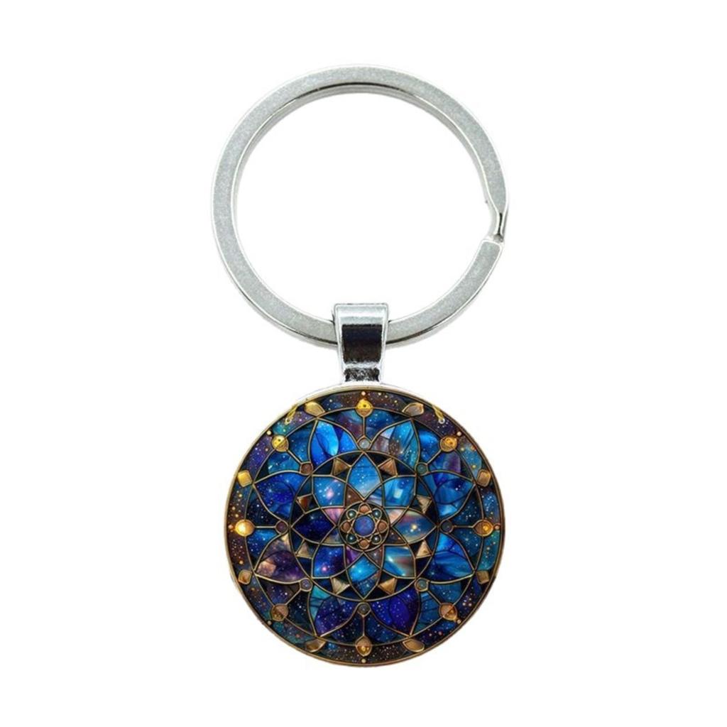 Round Alloy Keychain Pendant Geometric Pattern Metal Key Ring Durable Accessory for Bags and Keys Suitable for Daily Use