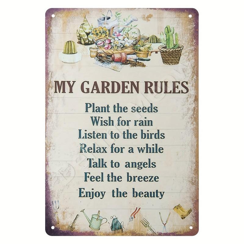 Welcome To Our Garden Metal Tin Signs, Dirty Hoe Wall Art, Sunflower Retro Poster for Home, Yard, Plants Decor, Garden Rule S