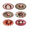3D Christmas Rug Round Decorative Padded Carpet in Soft Velvet Material Featured Optical Design