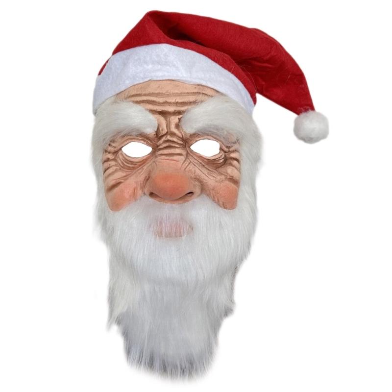 

Маска Санты со шляпой Санты и бородой, набор аксессуаров для костюма Санты на Рождество, детский день рождения