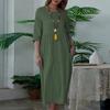 Hohe Taille A-Linie Midi-Kleid für Damen Sommer Locker Kleid Tägliche Kleidung Schrumpffest Schönes Anziehen