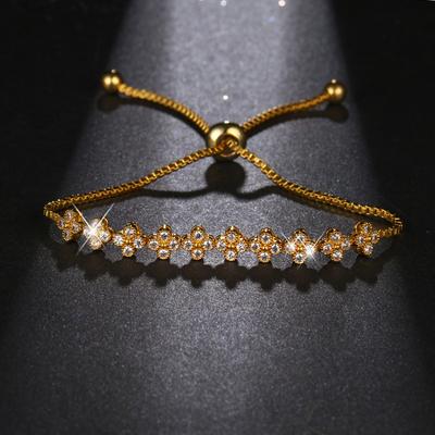 Fashionable Flower Zircon Zipper with Versatile Temperament, Zircon Bracelet