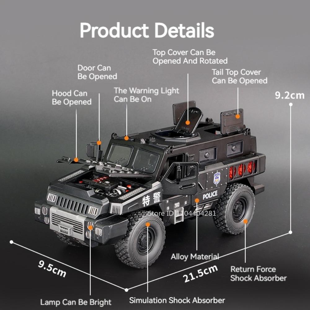 1:50 Legierte Panzerwagen Diecast Modell Spielzeug Sound Licht Rückzieher Türen Geöffnet Miniatur Raketenfahrzeug für Kind Jungen Sammlung Spaß