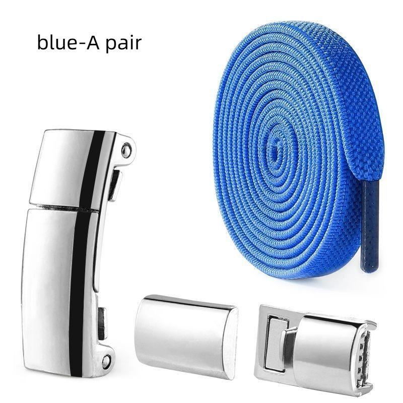 

Ліниві шнурки на кнопках Білі та еластичні шнурки Пара синій