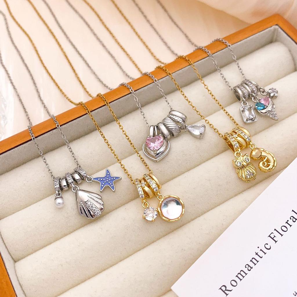 Necklace Explosive Square Ice Cream Color Necklace Light Luxury Micro-inlaid Zircon Temperament Advanced Sense Simple Accessories