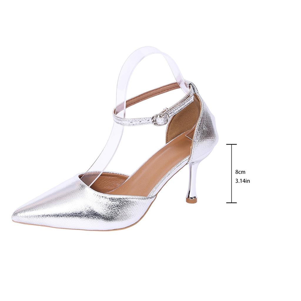 Plus Size Shoes for Women Summer Fashion Women Buckle Strap Pointed Toe High Heel Platform Non-slip Sandals Casual Women Sandals