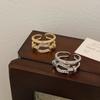 Korean Style Double Layer Ring Women's Ins Trendy Internet Popular Fashion Design Rings Shiny Zircon Elegant Female Jewelry