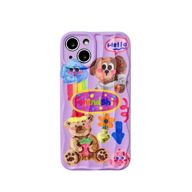 

Забавный чехол для девочек с милой собакой, медведем и волнистой линией для Iphone 14 Pro Max 13 11 12 14 Plus, мягкий противоударный чехол для телефона, чехол For iPhone 14 Pro