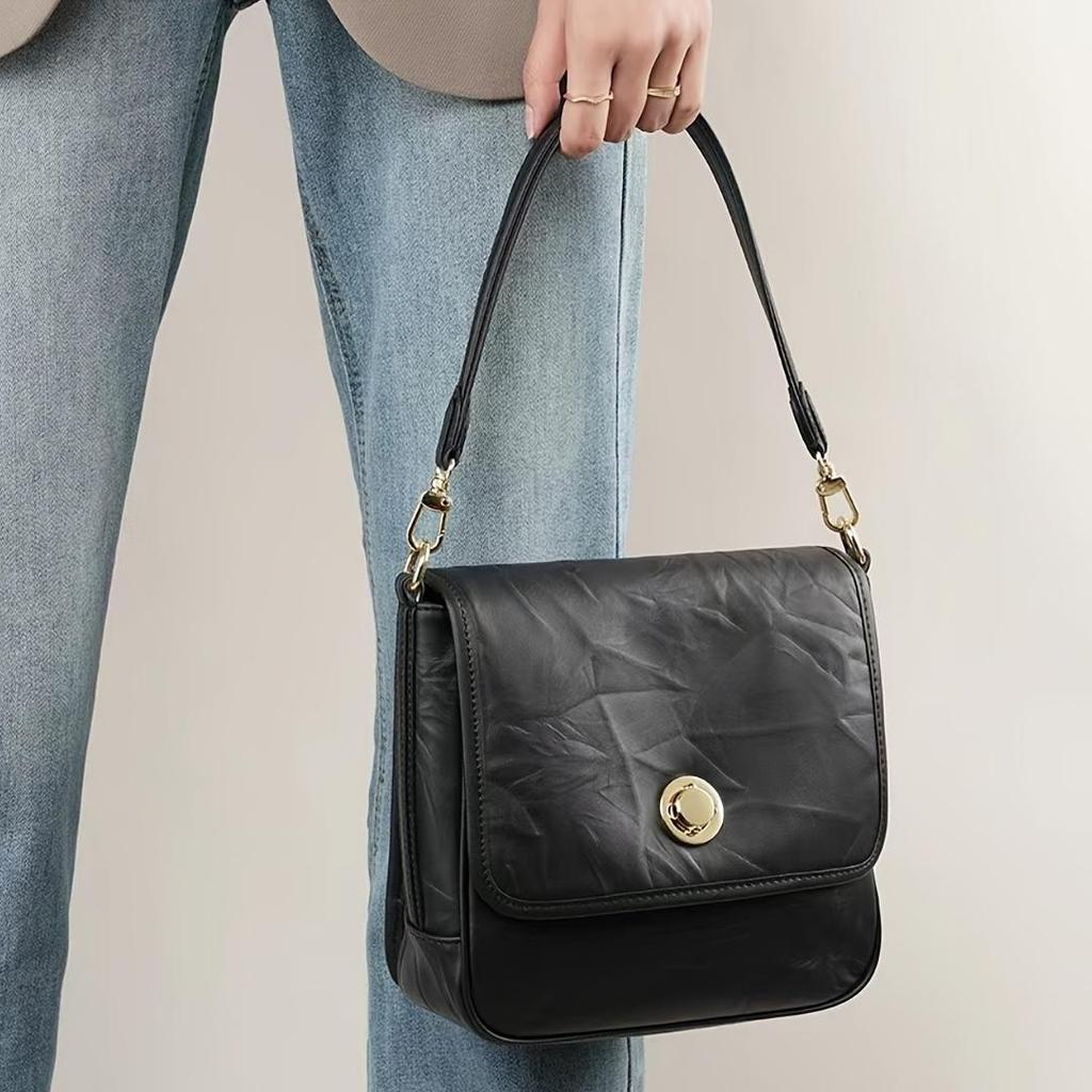 Black Retro Design Crossbody Shoulder Bag, Suitable for Women's Daily Commuting and Shopping