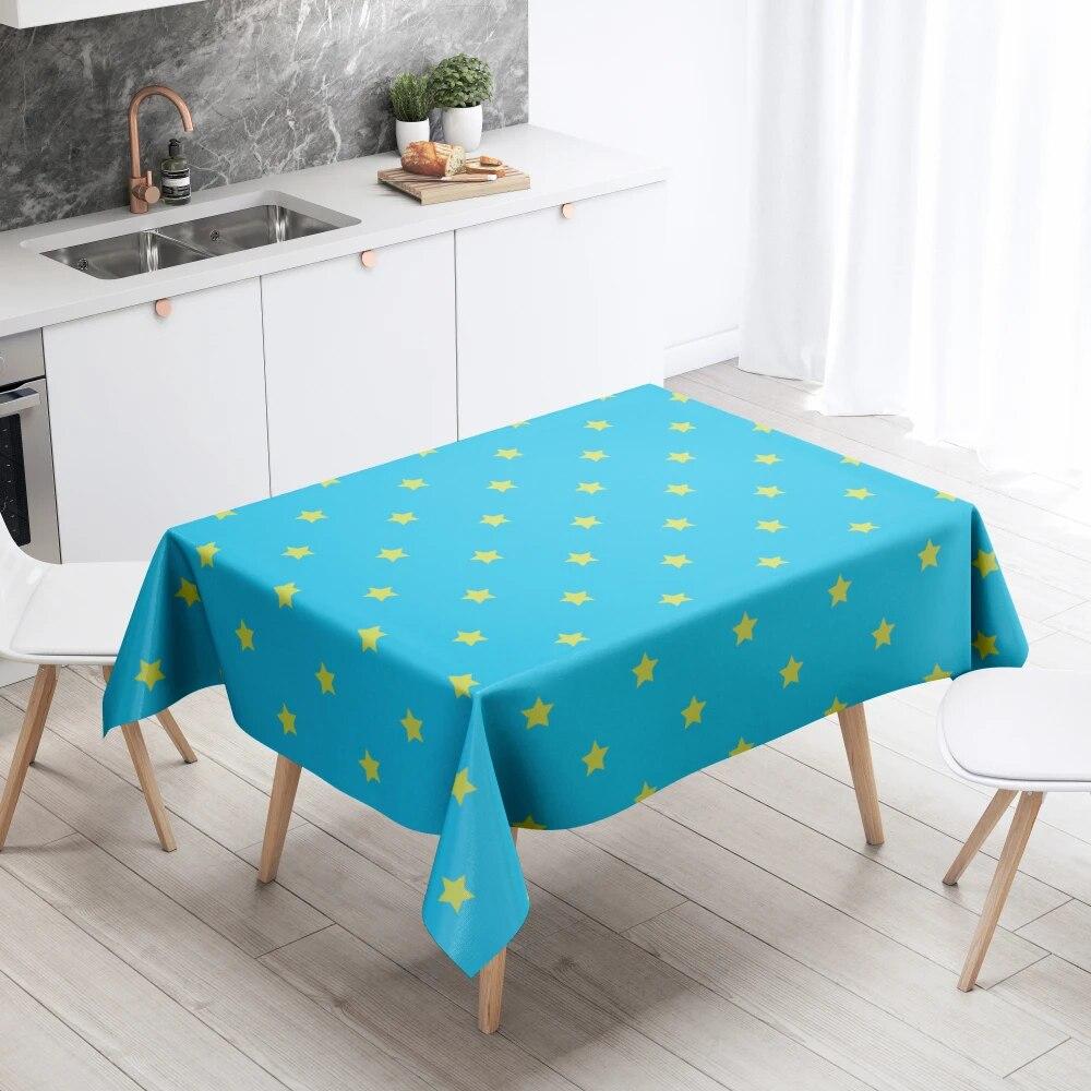 Sun Moon Stars Table Cloth Home Decor Stain Resistant Waterproof  Decoration Rectangular Kitchen Fireplace Countertop