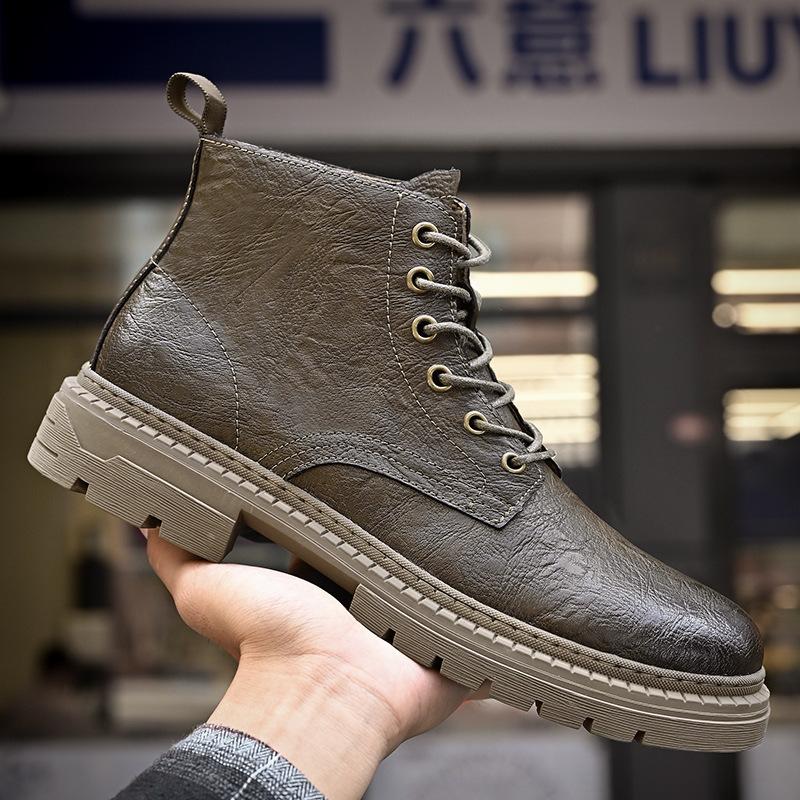 

High-end Martin boots men s leather soft-soled high-top shoes outdoor casual shoes 44