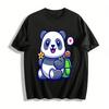 Cute Panda With Backpack Print Kids Casual Top Pure Cotton T-shirt