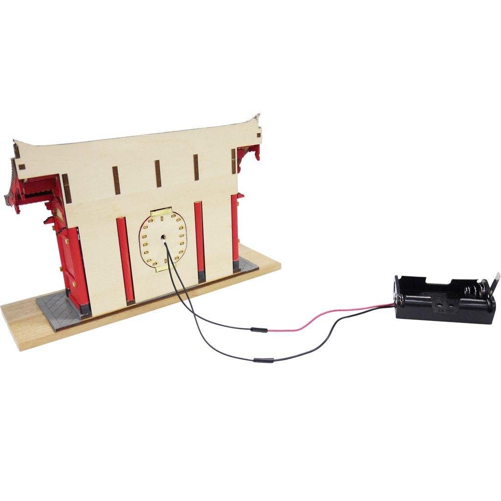 Woody Joe Half Type Temple Kaminarimon Gate Wooden Model Kit with Soft Metal Fujin and Raijin Figures Assembly 1/100 Senso-ji (Unpainted Kit)
