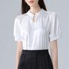 New Chinese Women's New Summer Short-sleeved Chiffon Shirt for Women's High-end Short Tassel Top