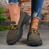 Damen Slipper Frühling Herbst Dicke Sohle Schuhe für Damen Britischer Stil Lässige flache Schuhe Retro Freizeit Runde Zehenpartie Sneakers Damen