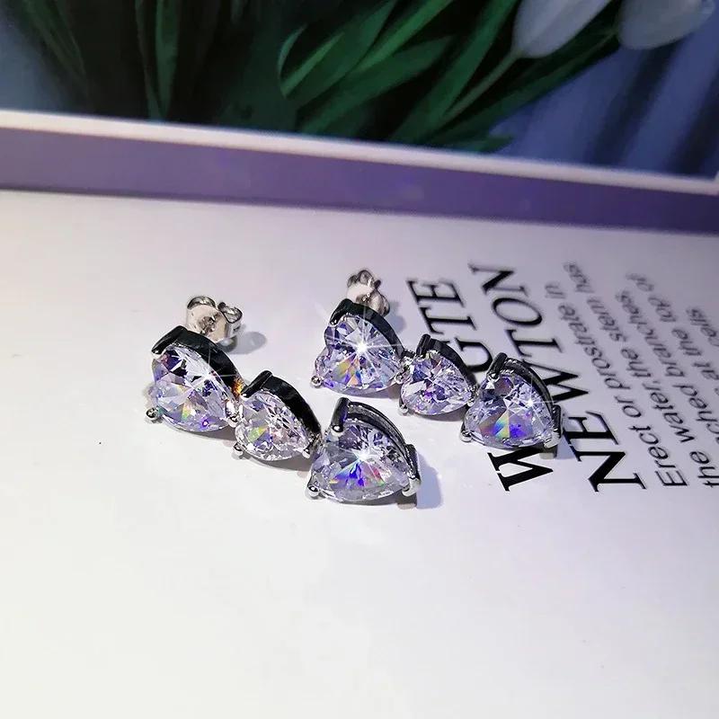 New Newest Heart Earrings For Women Brilliant Crystal Cubic Zirconia Love  Wedding Engagement Fashion Jewelry