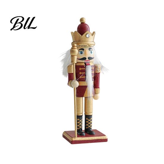 Traditional Nutcracker Statue Wooden Soldier Figurine, Handcrafted Solid Wood Christmas Tabletop Ornament Decorative for Holiday Desk And Bookshelf
