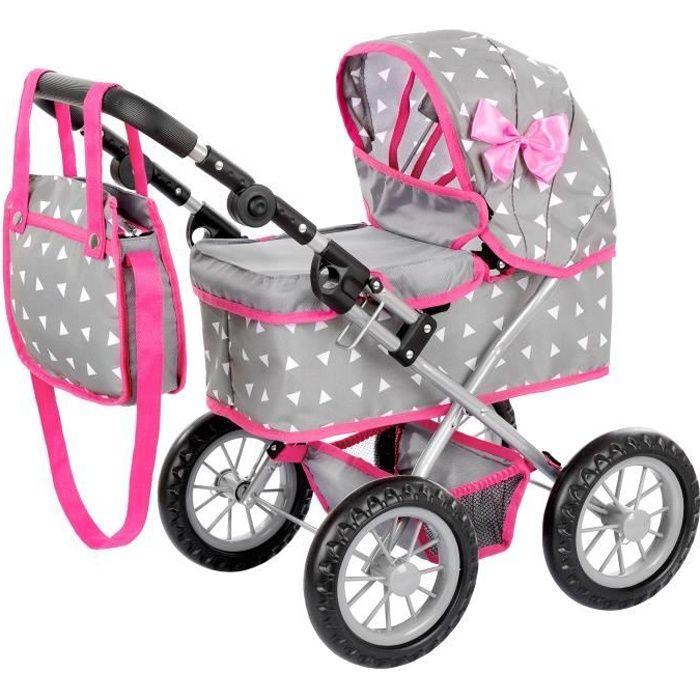 Kinderplay Poussette Poupee, Poussette Jouet - Poussette Landeau Bebe Pour Poupée, Gondola, Poignée Hauteur Entre 33 Et 63, KP0261S