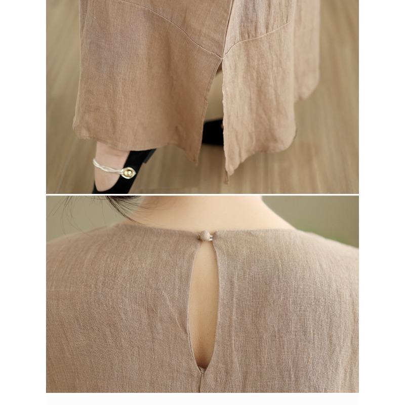 DIMANAF 2025 Women Summer Dress Solid Casual Ladies Basic Long Dress Linen